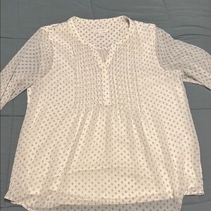 Women's White and Black Patterned Blouse